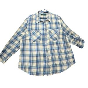 Lauren Ralph Lauren Womens 2X Plaid Button Down Shirt Blue Pink Cotton